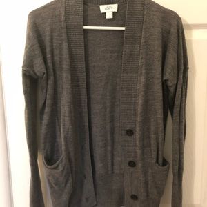 Loft dark gray women’s button cardigan, L